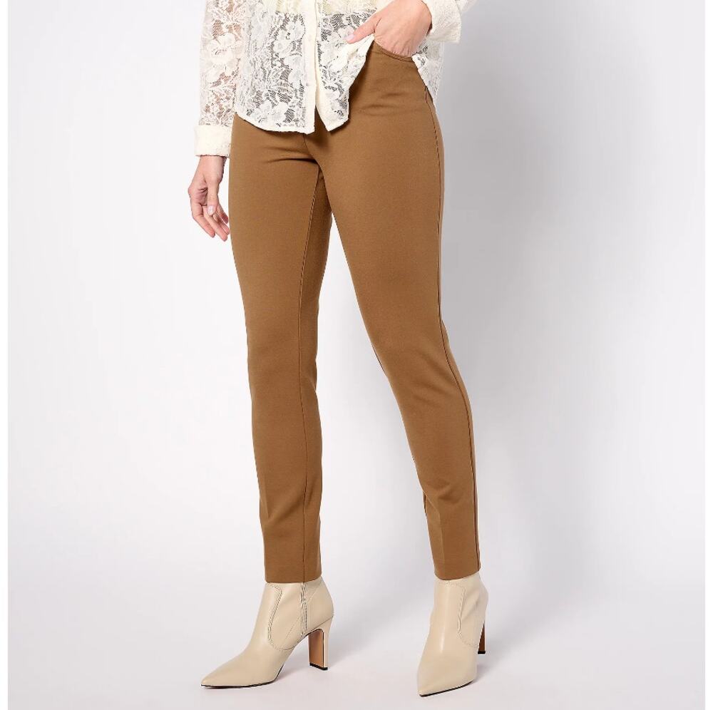 New SUSAN GRAVER Women's Mocha Haze Status Stretch Slim Leg Ankle Pants Size XS
